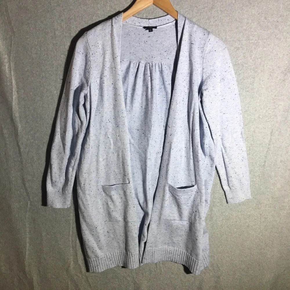 Womens Talbots Cardigan Long Line Work Office Career Teacher Blue Beachy Boho